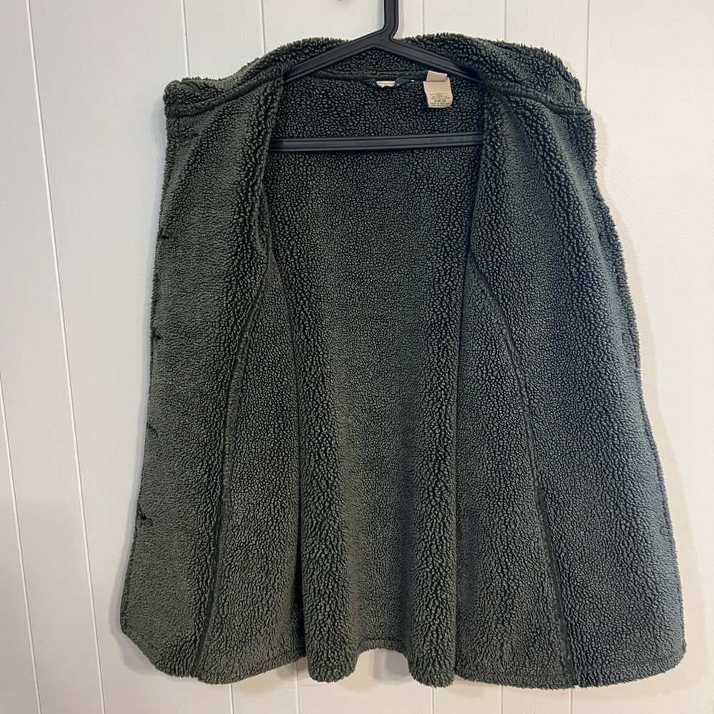 LL Bean Faux Suede Sherling Sherpa Lined dark green Jacket Sz: L - Picture 6 of 8